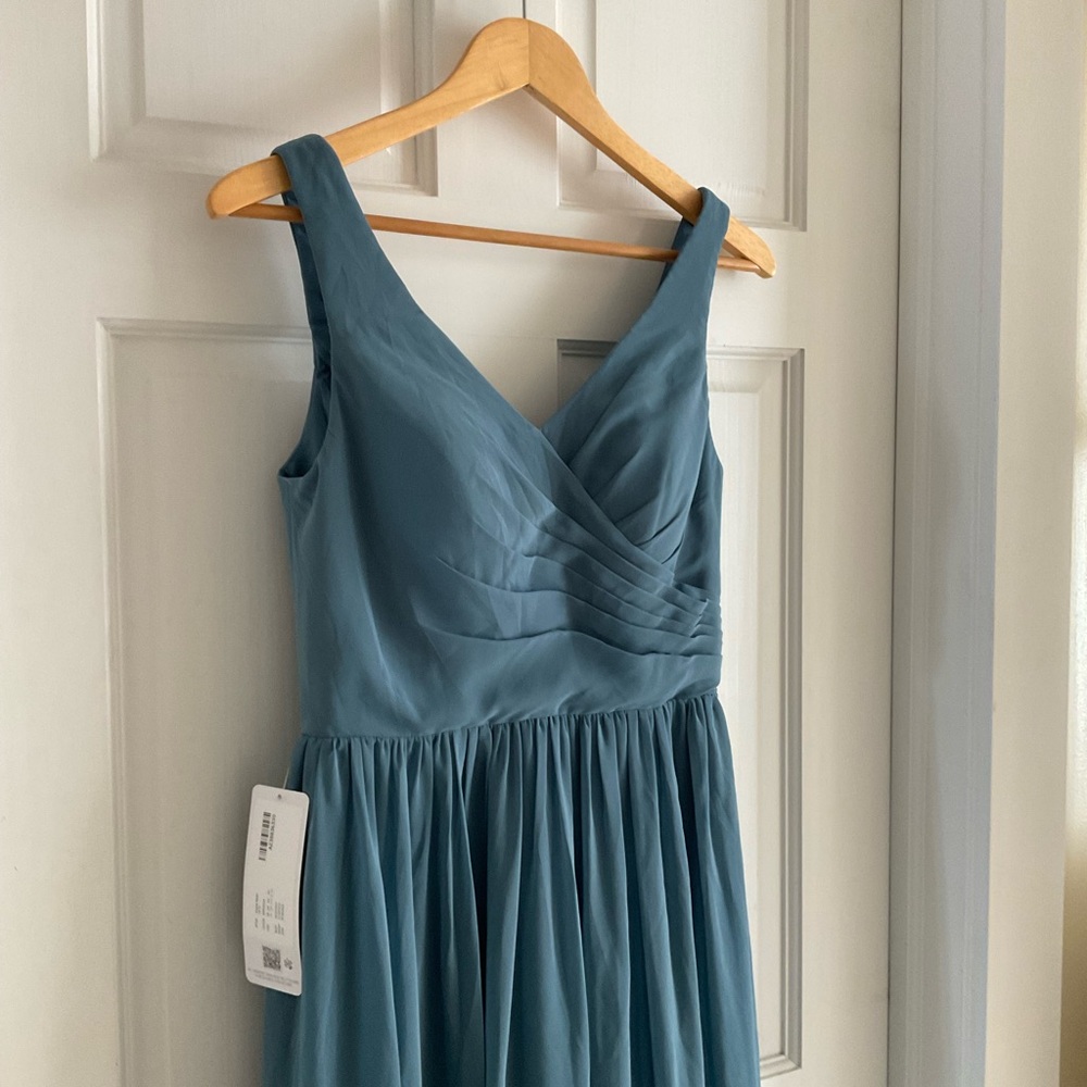 Azazie Keyla Bermuda A-Line V-Neck Pleated Chiffon Dress